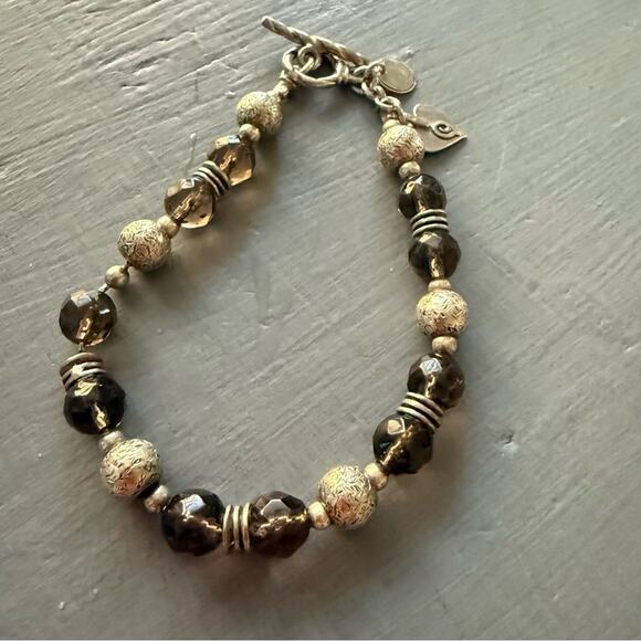 Silpada 925 Sterling Silver Smoky Quartz Beaded Bracelet - Picture 7 of 10